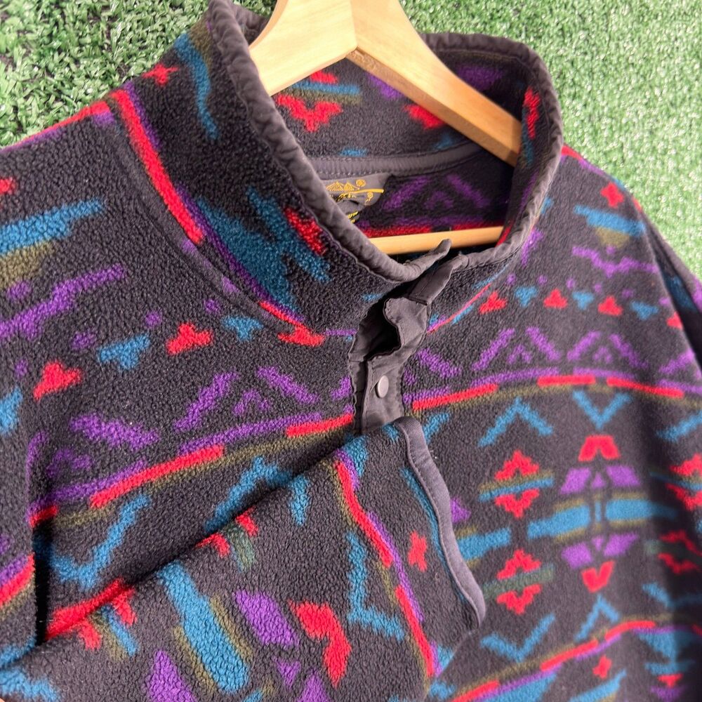 Vintage Eddie Bauer Jacket Men's XXL Aztec Southwest Snap Fleece Pullover USA